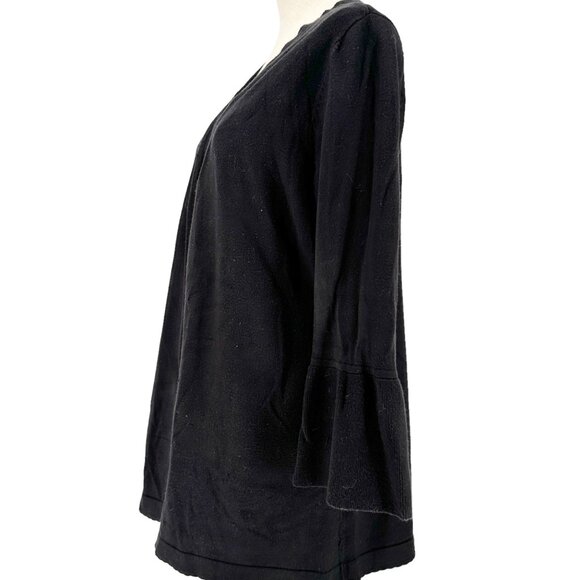 Charter Club Sweater Womens Medium Black Open Front Scalloped Edges 3/4 Sleeve - Picture 6 of 9